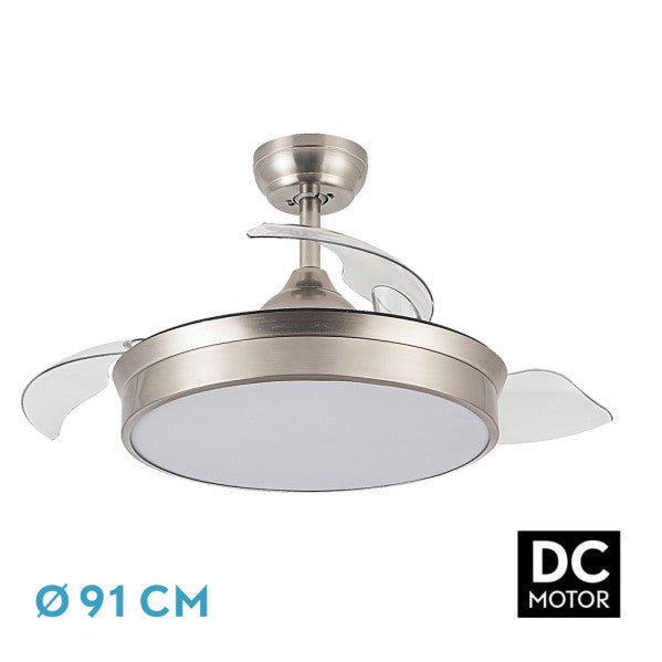 Ventilador Dc Cala Niquel 48w 4800lm 3asp.desp 91d 6 Velocidades 3000-4000-6000k Remoto+temporiza+memoria